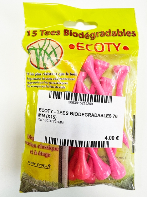 Sachet de Tees Ecoty Classiques Rose (75mm) x15 Biodégradables